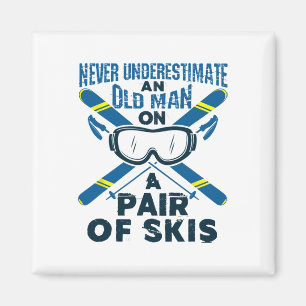 Skiing Ski Lover Winter Sports Old Man Senior Skie Magnet