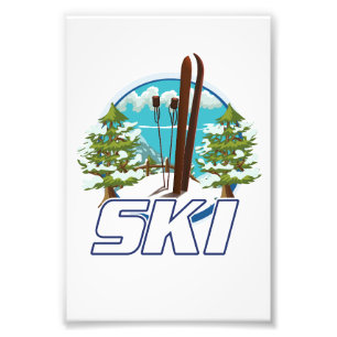 Skiing, ski poster logo.