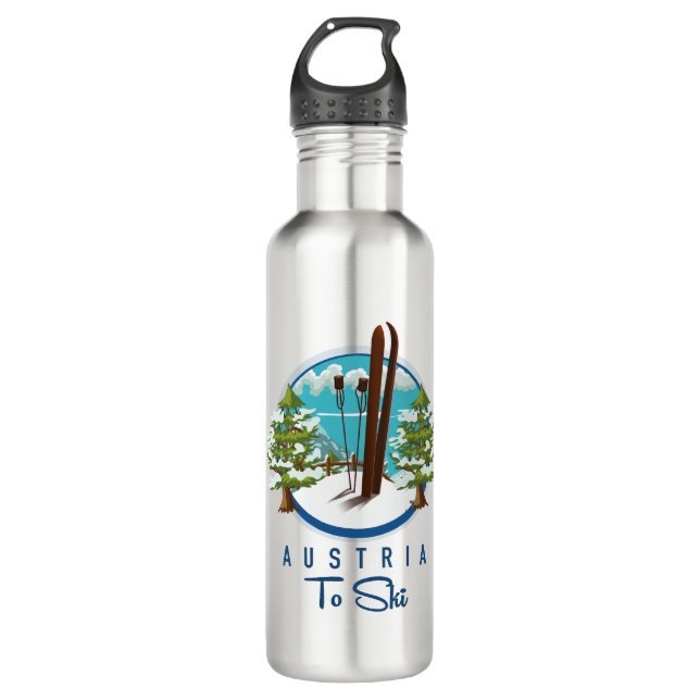 Skiing, ski poster logo. 710 ml water bottle (Front)