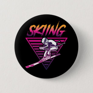 Skiing Ski Retro 80S 90S Skier Retro Vintage 80S 9 6 Cm Round Badge