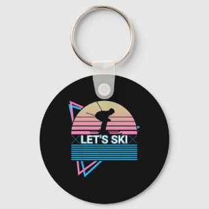 Skiing Ski Retro Let's Ski Key Ring