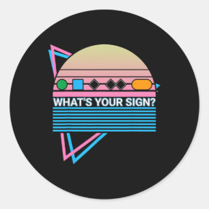 Skiing Ski Retro What's Your Sign Classic Round Sticker
