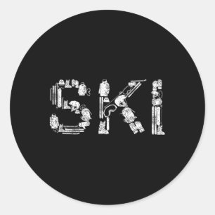 Skiing Ski Skier Gear Great Gifts Classic Round Sticker