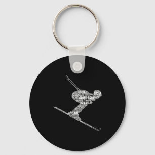 Skiing Ski Skier Men Boys Kids  Key Ring