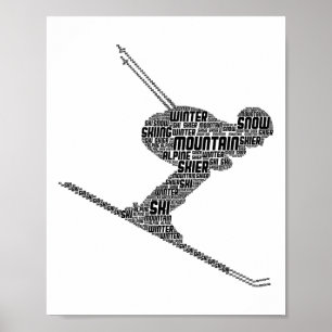 Skiing Ski Skier Men Boys Kids Poster