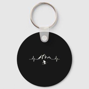 Skiing Ski Skier Mountain Heartbeat Shirt Nature S Key Ring
