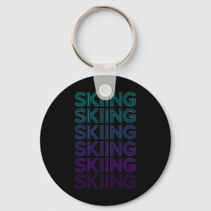 Skiing Ski Skier Retro Key Ring