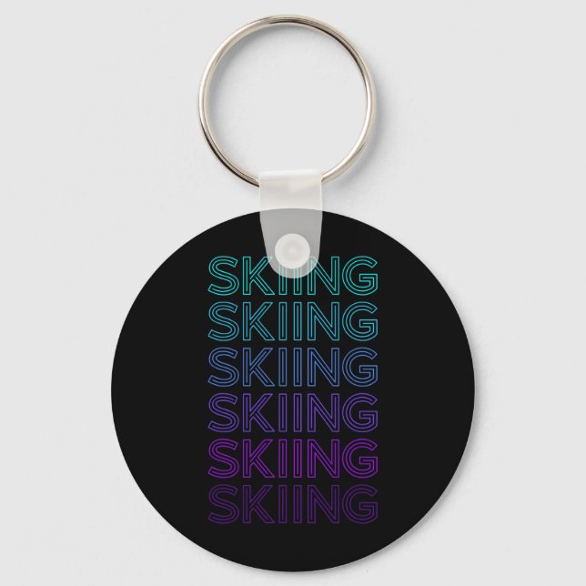 Skiing Ski Skier Retro  Key Ring (Front)