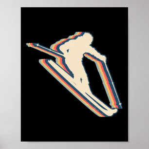 Skiing Ski Skier Retro Line Art Poster