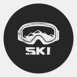 Skiing Ski Snow Mountain Winter Skier Tee Perfect  Classic Round Sticker