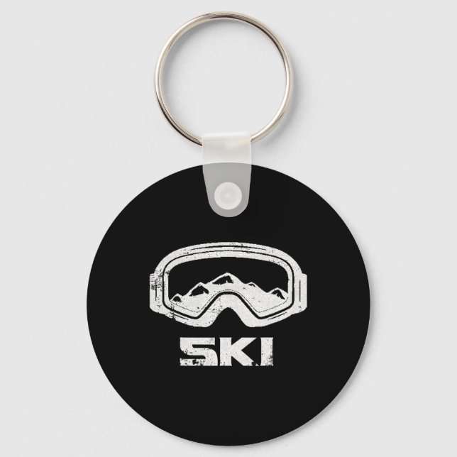Skiing Ski Snow Mountain Winter Skier Tee Perfect  Key Ring (Front)