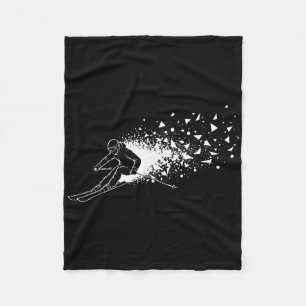 Skiing Skier Freestyle Powder Burst Mountain Snow  Fleece Blanket