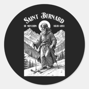 Skiing Skier Patron Saint Bernard Vintage Winter S Classic Round Sticker