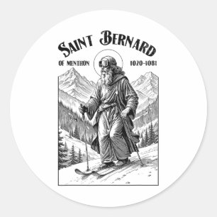 Skiing Skier Patron Saint Bernard Vintage Winter S Classic Round Sticker