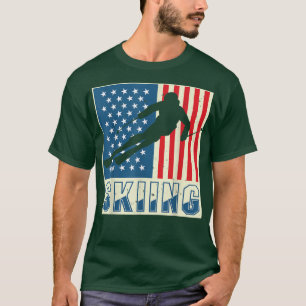 Skiing Skier Ski Cross Country Downhill Snow Ameri T-Shirt