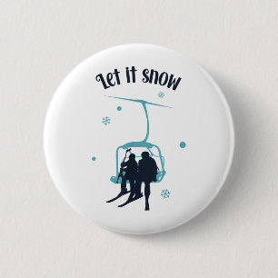 Skiing Skier Ski Retro Winter Let It Snow Christma 6 Cm Round Badge