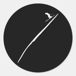 Skiing - Skier With Tracks In Deep Powder Snow Lov Classic Round Sticker