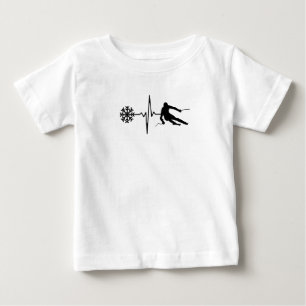 Skiing - Skiing Heartbeat Skier Gift Baby T-Shirt