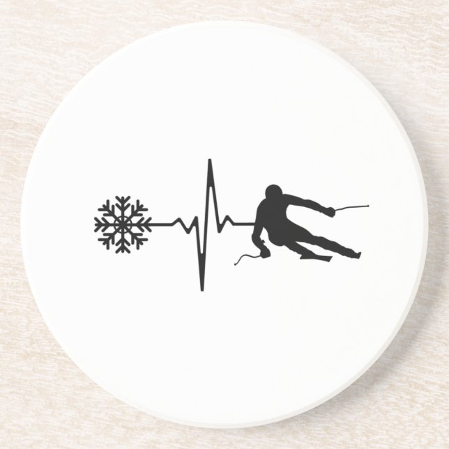 Skiing - Skiing Heartbeat Skier Gift Coaster (Front)