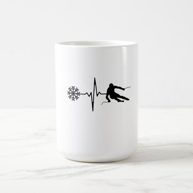 Skiing - Skiing Heartbeat Skier Gift Coffee Mug (Center)