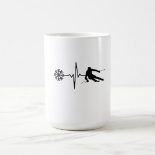 Skiing - Skiing Heartbeat Skier Gift Coffee Mug