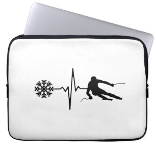 Skiing - Skiing Heartbeat Skier Gift Laptop Sleeve