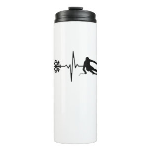 Skiing - Skiing Heartbeat Skier Gift Thermal Tumbler