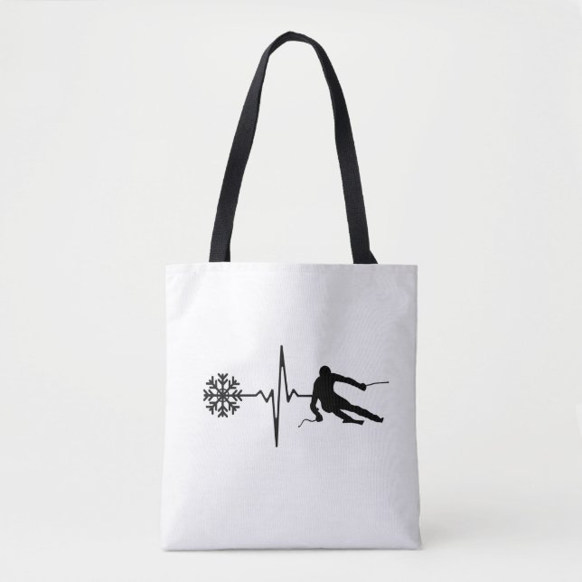 Skiing - Skiing Heartbeat Skier Gift Tote Bag (Front)
