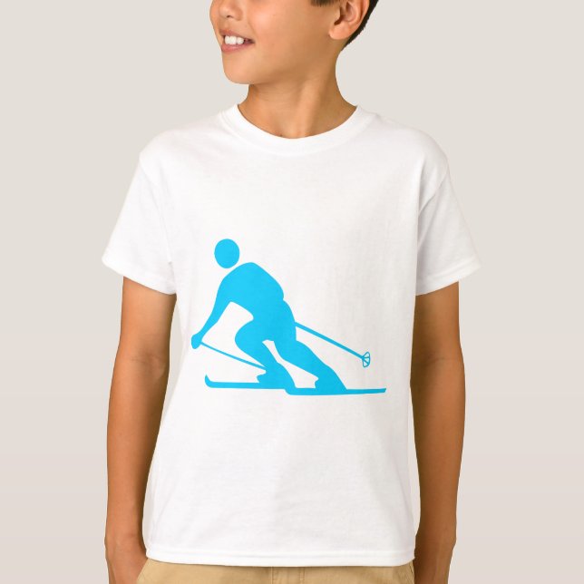 Skiing - Sky Blue T-Shirt (Front)