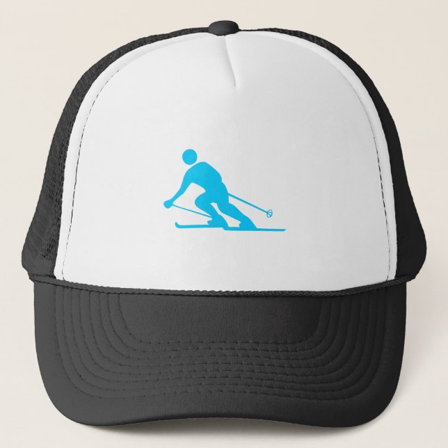 Skiing - Sky Blue Trucker Hat (Front)