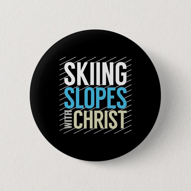 Skiing Slopes With Jesus  6 Cm Round Badge (Front)