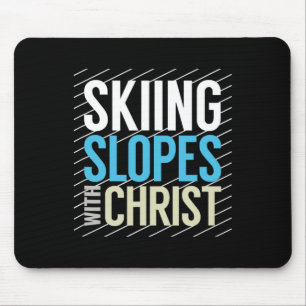 Skiing Slopes With Jesus Mouse Pad
