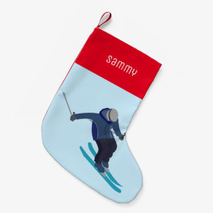 Skiing Small Christmas Stocking