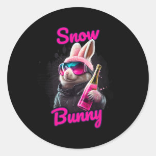 Skiing Snow Bunny Après-ski Classic Round Sticker