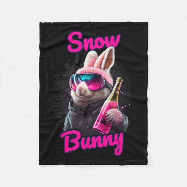 Skiing Snow Bunny Après-ski  Fleece Blanket (Front)