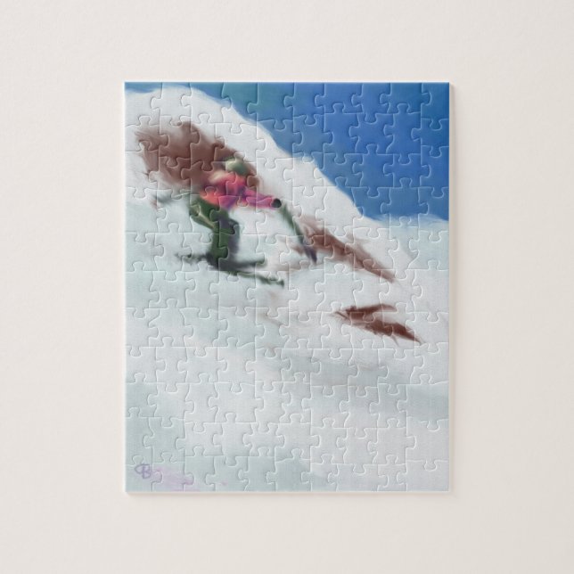 Skiing Snow Mountain Art Jigsaw Puzzle (Vertical)