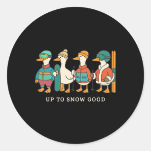 Skiing Snowboarding Ski Trip Family Vacation Silly Classic Round Sticker