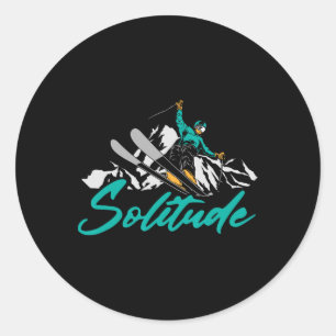 Skiing Solitude Winter Sports Skier Ski Classic Round Sticker