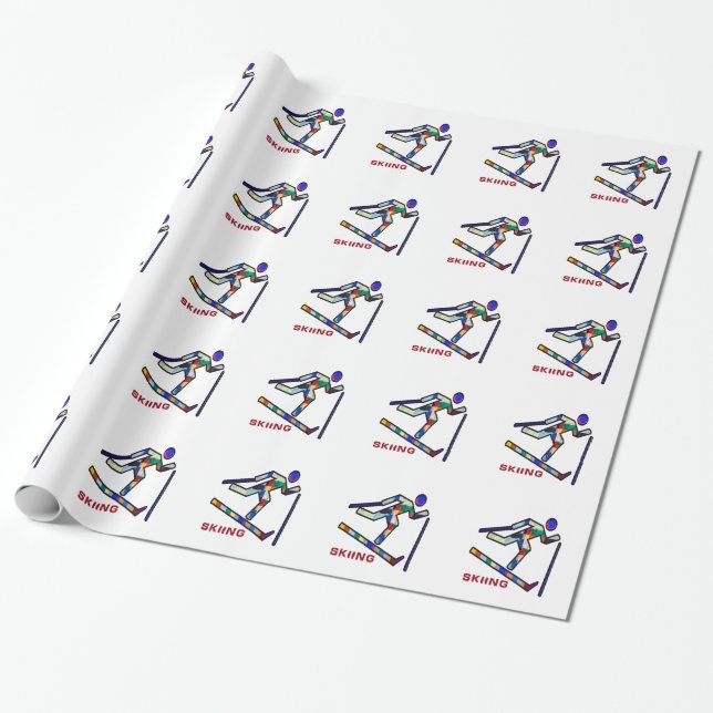 SKIING SPORTS Competition Wrapping Paper (Unrolled)