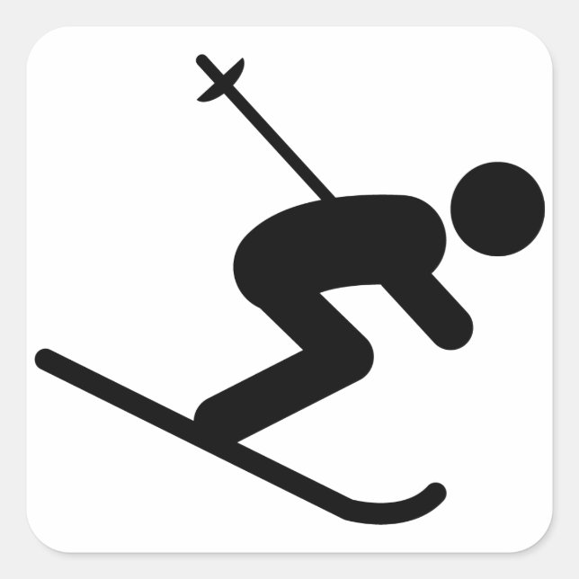Skiing Square Sticker (Front)