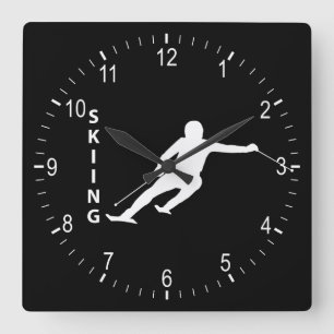 Skiing Square Wall Clock