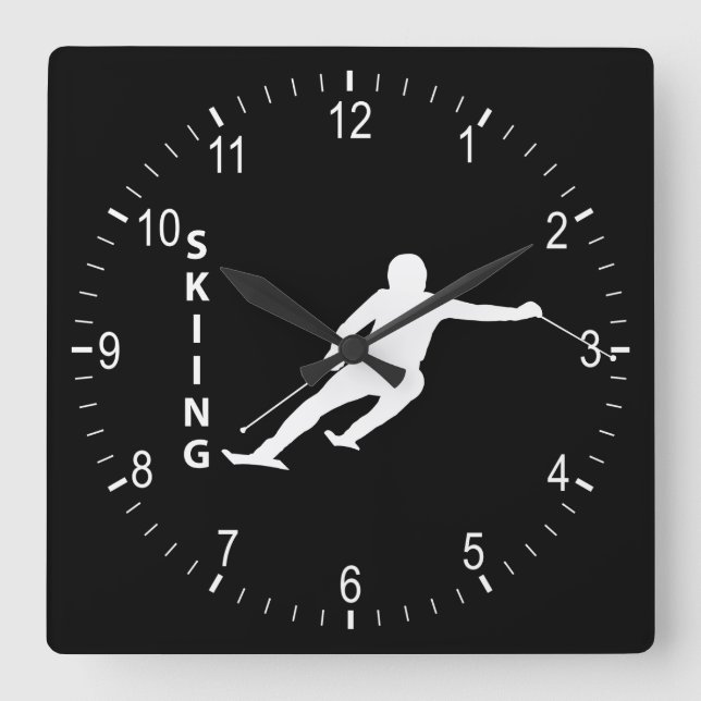 Skiing Square Wall Clock (Front)