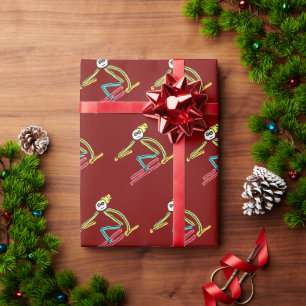 Skiing Stickman Wrapping Paper