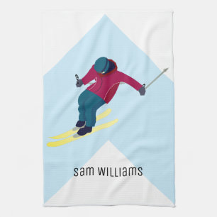 Skiing Tea Towel