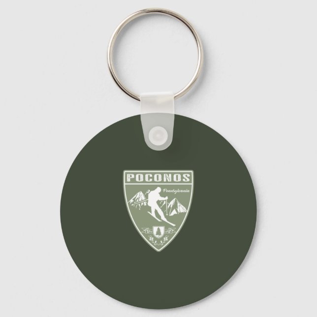 Skiing The Poconos Pennsylvania Key Ring (Front)