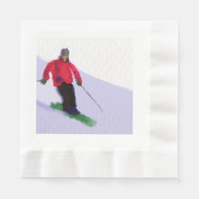 Skiing the Slopes Art Napkin (Front)