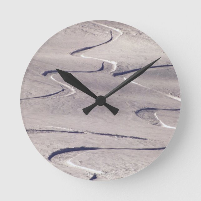 Skiing Tracks Round Clock (Front)