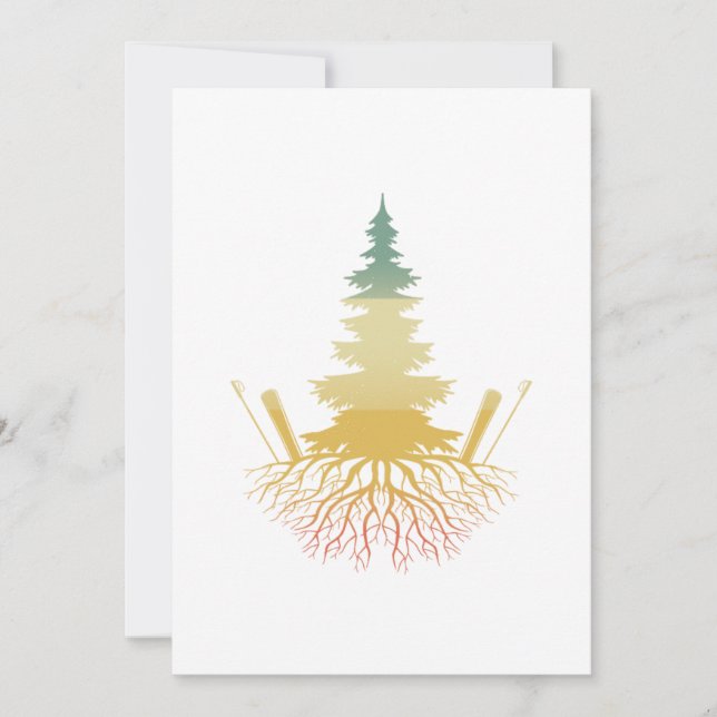 Skiing Tree Retro Winter Sports Mountains Skier Gi Invitation (Front)