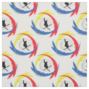 Skiing Tricolor Emblem Fabric