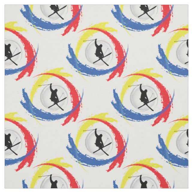 Skiing Tricolor Emblem Fabric (Swatch)